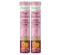 Vitaminnica Gluta Boost 11-in-1 Effervescent Tablets with Japanese L-Glutathione, Collagen, & Hyaluronic Acid | Skin Radiance & Beauty Supplement | 15 Tablets (Pack of 2, Orange)