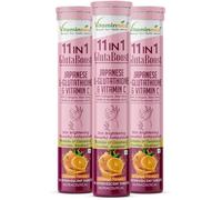 Vitaminnica Gluta Boost 11-in-1 Effervescent Tablets with Japanese L-Glutathione, Collagen, & Hyaluronic Acid | Skin Radiance & Beauty Supplement | 15 Tablets (45 Count (Pack of 3), Orange)