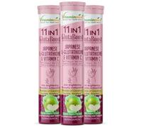 Vitaminnica Gluta Boost 11-in-1 Effervescent Tablets with Japanese L-Glutathione, Collagen, & Hyaluronic Acid | Skin Radiance & Beauty Supplement | 15 Tablets (Pack of 3, Green Apple)