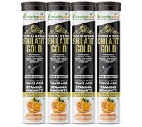 Vitaminnica Himalayan Shilajit Gold- 80 Effervescent Tablets Orange Flavour | Shilajit, Safed Musli, Ashwagandha & Gold Dust for Strength, Stamina & Vitality | 100% Natural Ayurvedic
