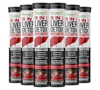 Vitaminnica Liver Detox 9-in-1 20 Effervescent Tablets Mixberries | Advanced Liver Cleanse & Support Formula with Silymarin, Dandelion Root, Artichoke, Choline & Turmeric (120 Count)