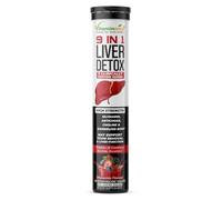 Vitaminnica Liver Detox 9-in-1 20 Effervescent Tablets Mixberries | Advanced Liver Cleanse & Support Formula with Silymarin, Dandelion Root, Artichoke, Choline & Turmeric (20 Count)