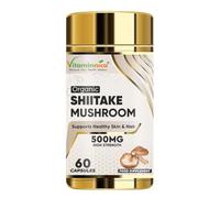Vitaminnica Shiitake Mushroom 500mg (20:1 Extract)|100% Fruiting Bodies | 60 Vegan Capsules | Nootropics Supplement for Healthy Skin & Hair, Gut Health | Better Energy, Stamina, and Vitality.