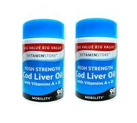 Vitammin Store High Strength Cod Liver Oil Capsules 90 Pack - Daily Cod Liver Oil Capsules for Better Mobility - Pack of 2