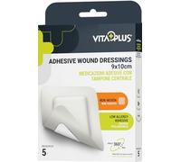 VitaPlus Flexible Fabric Wound Dressing Adhesive 9cm x 10cm (3.54”x3.93”) (5 Pieces) Breathable Plasters, Strong Adhesion