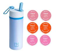 Vitapod Paris Hilton x Daily Wellness System - 22oz Pearlescent Water Bottle in Poolside Blue & 6 Drink Mix Pod Sampler, Includes BEAUTY+, HYDRATION+, and ENERGY+ Functional Drink Mix Pods