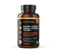 VITAPROS Vitamin C Complex 1000mg + D3 2500IU + K2 MK-7 - 90 Capsules, 3 Months Supply - Non-GMO, Gluten-Free & Vegan-Friendly - Supports Bone, Muscle & Immune Health for Men & Women
