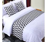 VITAU Pastoral Style Nordic Bed Flag Tablecloth Black And White Wave Bed Runner Supplies