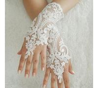 VITAU Women Wedding Fingerless Gloves Lace White Black Wedding Gloves Mittens Accessories Girls Party Gloves