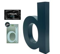 VITAUX® 3D House Number Anthracite [H = 20 cm] RAL 7016 Including Template with Spirit Level Function | House Number Plate Made of Solid Steel [Depth = 3 cm] House Numbers Font Arial | Letter D