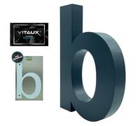 VITAUX® 3D House Number Anthracite [H = 20 cm] RAL 7016 Including Template with Spirit Level Function | House Number Plate Made of Solid Steel [Depth = 3 cm] House Numbers Font Arial | Letter B