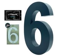 VITAUX® 3D House Number Anthracite [H = 20 cm] RAL 7016 Including Template with Spirit Level Function | House Number Plate Made of Solid Steel [Depth = 3 cm] House Numbers Font Arial | Number 6