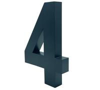 VITAUX® 3D House Number Anthracite [H = 20 cm] RAL 7016 Including Template with Spirit Level Function | House Number Plate Made of Solid Steel [Depth = 3 cm] House Numbers Font Arial | Number 4
