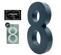 VITAUX® 3D House Number Anthracite [H = 20 cm] RAL 7016 Including Template with Spirit Level Function | House Number Plate Made of Solid Steel [Depth = 3 cm] House Numbers Font Arial | Number 8