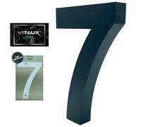 VITAUX® 3D House Number Anthracite [H = 20 cm] RAL 7016 Including Template with Spirit Level Function | House Number Plate Made of Solid Steel [Depth = 3 cm] House Numbers Font Arial | Number 7
