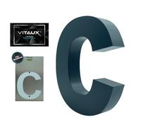 VITAUX® 3D House Number Anthracite [H = 20 cm] RAL 7016 Including Template with Spirit Level Function | House Number Plate Made of Solid Steel [Depth = 3 cm] House Numbers Font Arial | Letter C