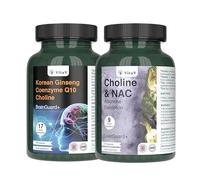 VitaV BrainGuard+ & LiverGuard+ Supplement Bundle - Korean Ginseng, CoQ10 & Choline with NAC, Artichoke & Dandelion - Brain Focus & Liver Support Formula - 120 Capsules Each