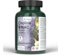 VitaV LiverGuard+ Liver Detox and Repair Capsules with Dandelion Root & Artichoke Extract | NAC, Choline Formula Enriched with Garlic & Turmeric | Liver Supplements for Cleanse & Recovery