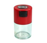 VitaVac 0.06L Airtight Vacuum Container (5-20g) - Portable Pill and Vitamin Storage - BPA-Free (Clear/Red)