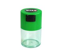 Vitavac - 5g to 20 Grams Airtight Multi-Use Vacuum Seal Portable Storage Container for Dry Goods, Food, and Herbs - Green Cap & Clear Body