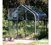 Vitavia Washington 5000 6X8 Greenhouse With Toughened Glass, Steel Base & Staging Table, Powder Coated Aluminium Frame