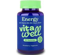 Vitawell Energy Vitamin Gummies - 60 Strawberry Flavour Gummies | High Strength Chewable Sustained Endurance Vitamins | Vitamins B6 + B12 + Niacin | Alternative to Energy Drinks, Gels & Pills