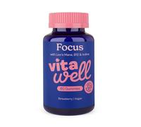 Vitawell Focus Gummies - Strawberry Flavour Vegan Supplement with Lion’s Mane, Vitamin B12 & Iodine - Cognitive & Energy Support, 60 Gummies (1-Month Supply)