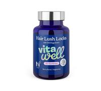 Vitawell Hair Lush Locks Gummies - Hair Growth + Skin + Nails Vitamins Chews | Complex Formula 5000µg Biotin + Zinc + Vitamin A, D3, C, B12 | 60 Berry Burst Flavour | Supplement for Men & Women