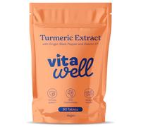 Vitawell Turmeric Tablets 2000mg with Black Pepper, Ginger & Vitamin C | Supports Immune System, Joints & Energy | 3 Month Supply | High Strength Curcumin Supplements | UK Made (90 Tablets)