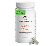 vitaworld NADH 20 mg, with Patented Panmol® NADH, Special Micro Encapsulation, Vegan, 60 Capsules Gastric Juice Resist