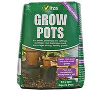 VITAX 6VPGP3 Bio Degradable Grow Square Pots, Black, 9 cm