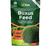 Vitax Buxus Feed - Promotes Healthy Growth, Green Foliage & Disease Resistance Specially Formulated Fertiliser for Buxus, Box, and Buxus Sempervirens (1Kg Pouch)
