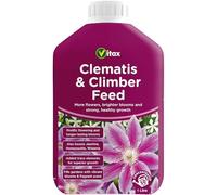 Vitax Clematis and Climber Feed 1 Litre NPK 3-3-6 Liquid Fertiliser | Organic-based NPK 3-3-6 liquid feed with trace elements for stronger growth and brighter, longer-lasting blooms