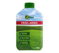 Vitax Feed Weed Dual Purpose Lawn Feed And Weed Killer Concentrated Easy To Use Kills Clover Buttercup Dandelion And Daisy Promotes A Green And Heal