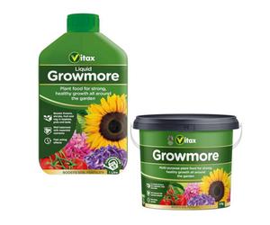 Vitax Growmore 5Kg Tub & Liquid Growmore 1L Balanced Garden Feed For Lawns Fruit Vegetables And Flowers