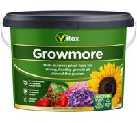 Vitax Growmore Granular Fertiliser for Allotments Vegetables and Flowers - NPK 7-7-7 Multi Purpose Plant Food for Pre-Turf and Grass Seed - Treats 70sq.m - 10kg Tub