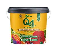 Vitax Q4 All Purpose Plant Food, Fertiliser Enriched With Organic Nutrients, More Flowers, Bigger Yields, Slow Release - 4.5Kg Tub