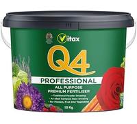 Vitax Q4 Fertiliser 10kg | All Purpose Plant Food | NPK + Trace Elements | Slow Release Granules | Bigger Yields | Flowers Vegetables Fruit Roses Lawns | Originally Developed for Commercial Growers
