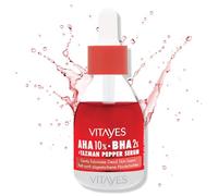 Vitayes AHA 10% + BHA 2% Red Exfoliating Serum, Pore Refining, Revitalising, Natural Ingredients, for All Skin Types, 30 ml