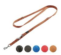 Vitazoo Dog Lead for Training - 3 m - Nylon Graphite Double Leash for Small Medium & Large Dogs - Adjustable Leads up to 4 Different Lengths - Brown
