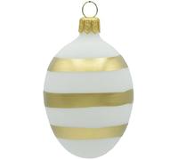 Vitbis Transparent Pastel Eggs - Hand Painted Glass Baubles - Easter Christmas Tree Spring Decoration - Kitchen Decoration - White & Golden Stripes - Classic Design - Pack of 3