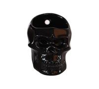 Vitbunana Skull-Shaped Toothbrush Holder, Skull Ceramic Small Storage Tube, Skull Pen Holder, Skull Succulent Flower Pot, Creative Decoration, Wall-Mounted Small Storage Tube (Black Skull)