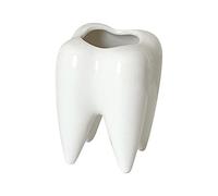 Vitbunana Tooth-Shaped Toothbrush Holder, Ceramic Toothbrush Holder Storage Bucket, Personalized Decoration, Tooth Brush Holder, Creative Birthday Gift, Desktop, Office Desk Decoration (White)