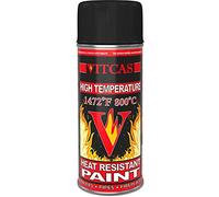 VITCAS 400ml Black Heat Resistant Spray Paint- High Temperature - Decorative Finish - Easy To Use- Interior Exterior - Matte- Exhaust Stove- Anti-Corrosive- Furnaces- Heaters- Barbecues- Boilers-Pipes