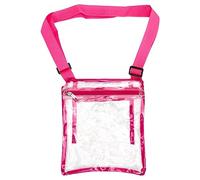 Vitdipy Clear Crossbody Bag, Beautiful and Practical Stadium Approved PVC Plastic Clear Cross Body Bag with Adjustable Strap for Sporting Events Pink