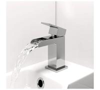 Architeckt® Dakota Bathroom Waterfall Basin Sink Mixer Tap Cloakroom Mini Mono Modern Square Single Lever Handle Faucet for Sinks, Chrome