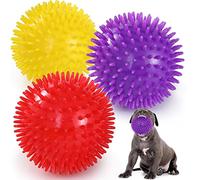 VITEVER 3 Colors 4.5” Heavy Duty Squeaky Dog Toy Balls for Medium Large Dogs, Dog Chew Toys for Teething, Spiky Dog Balls for Aggressive Chewers, Durable Dog Toys for Teeth Cleaning and Training