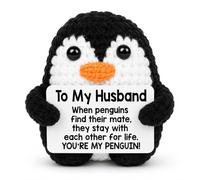 VITEVER Mini Crochet Penguin Gift for Husband, Cute Handmade-Style Penguin Keepsake with Message Card, Romantic Anniversary Birthday Valentine’s Day Gift for Men, Husband from Wife