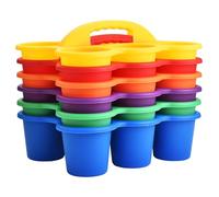 VITEVER Plastic Classroom Caddy Organizer with Handle, 6-Pack, Teacher Supply Storage Caddy for Classroom Organization, Table, Desk, Office, Craft Art for Kids - Color