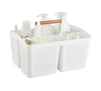 VITEVER Portable Shower Caddy Basket with Compartments, Plastic Divided Cleaning Caddy Organizer Storage Tote with Handle for Bathroom, College, Dorm Room Essentials, or School Supplies(White)